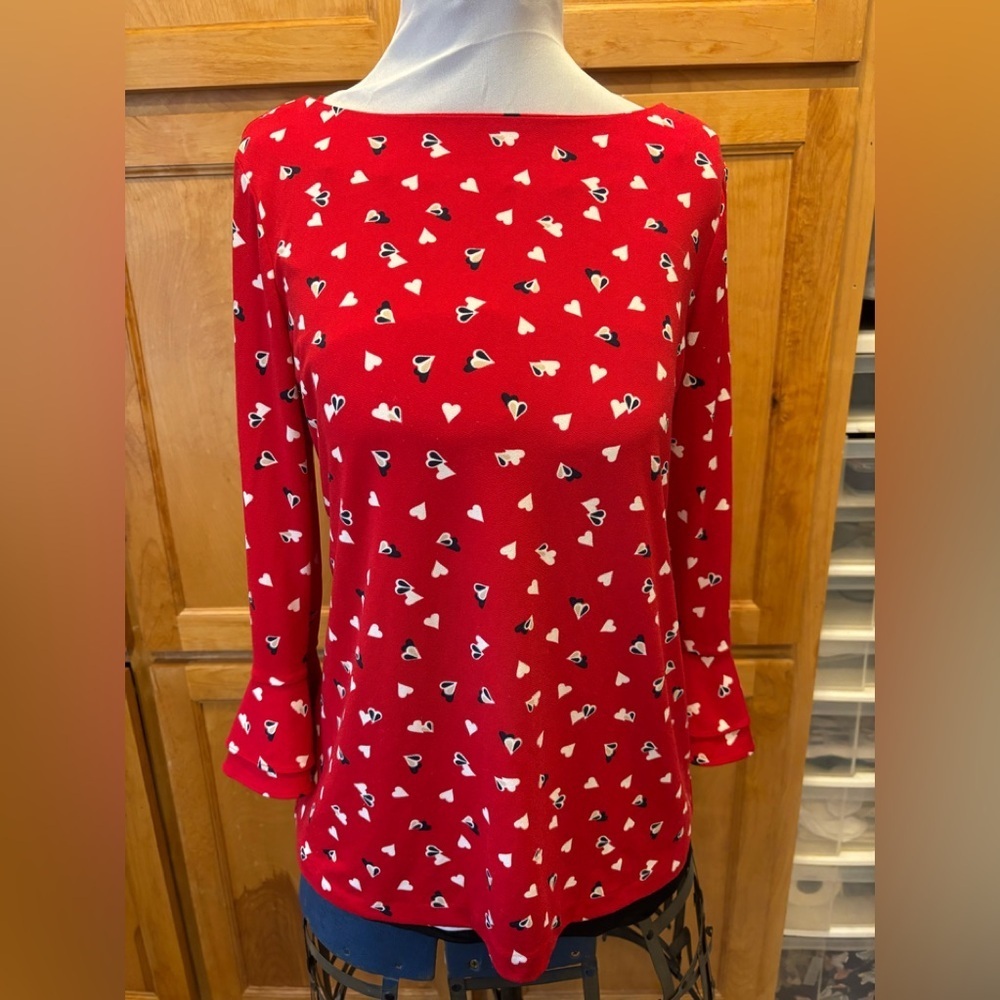 Charter Club Red  Valentine Fitted 3/4 Sleeve Blouse